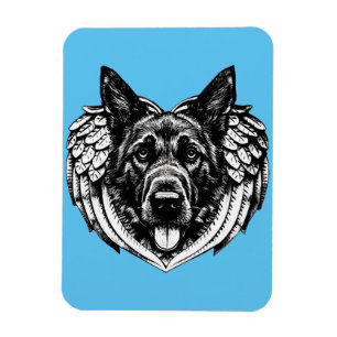Imán Ilustracion de arte de la cabeza de perro del past