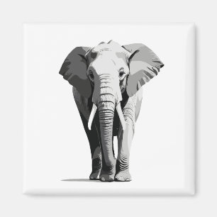 Imán Ilustracion de arte del vector elefante negro y bl