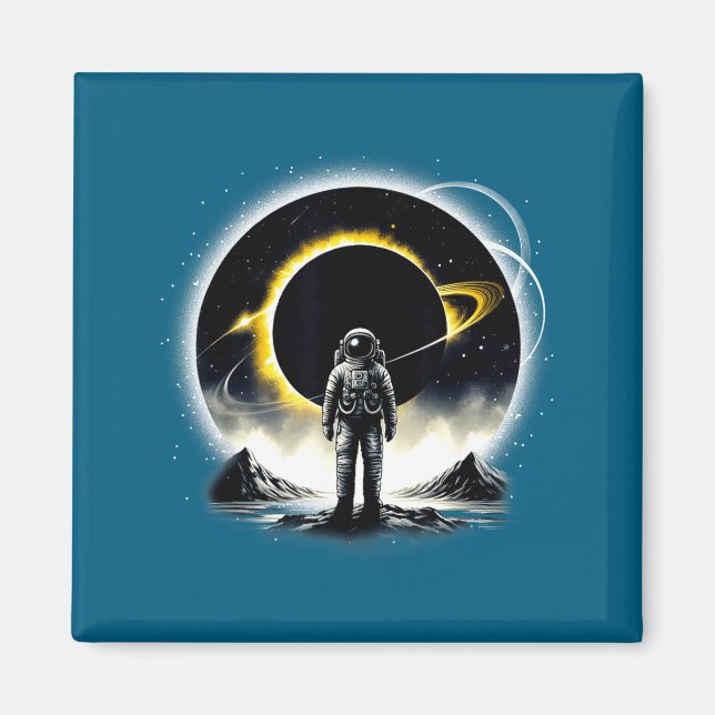 Imán Ilustración de astronauta espacio eclipse planeta  (Frente)
