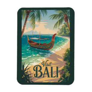 Imán Ilustración de Bali Indonesia Arte de Viaje Vintag