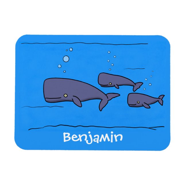 Imán Ilustracion de ballenas personalizados migratorias (Horizontal)