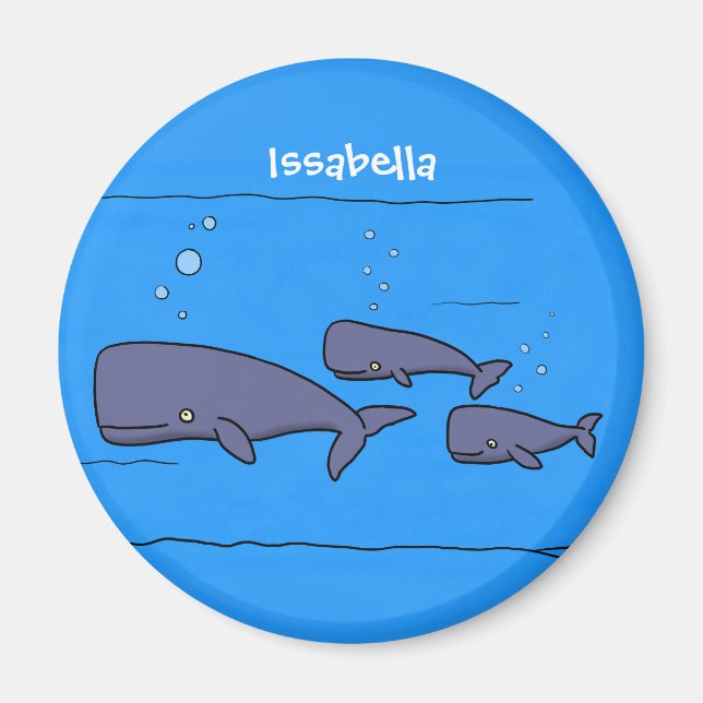 Imán Ilustracion de ballenas personalizados migratorias (Frente)