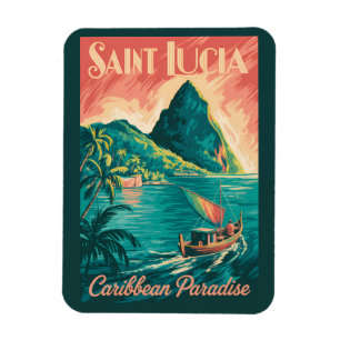 Imán Ilustración de barco de Santa Lucía Arte de viaje 