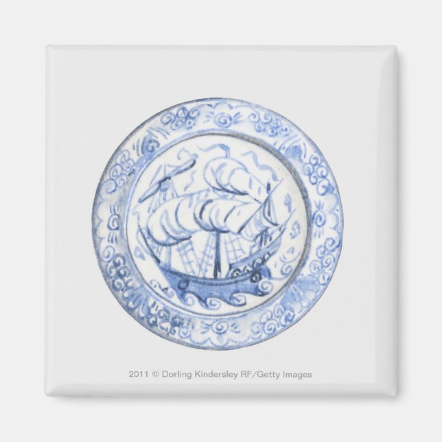 Imán Ilustracion de barco en placa Iznik del siglo XVI (Frente)