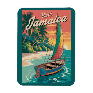 Imán Ilustración de barco jamaicano arte de viaje vinta