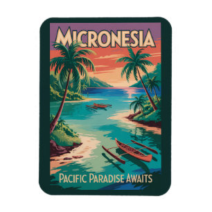 Imán Ilustración de barcos de Micronesia Arte de viaje 