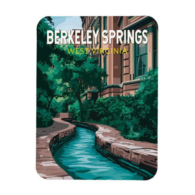 Imán Ilustración de Berkeley Springs West Virginia Viaj (Vertical)
