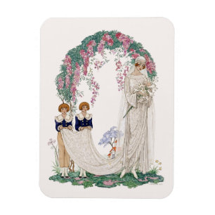Imán Ilustración de boda Art Nouveau – Novia vintage