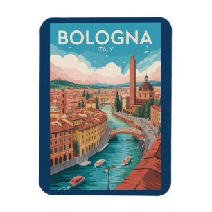 Imán Ilustración de Bolonia Italia Arte de Viaje Vintag