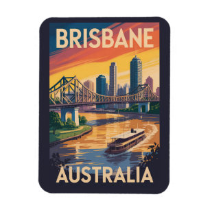 Imán Ilustración de Brisbane Australia Arte de viaje vi