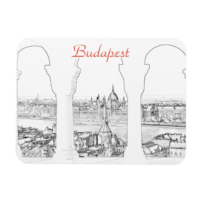 Imán Ilustracion de Budapest y parlamento húngaro (Horizontal)