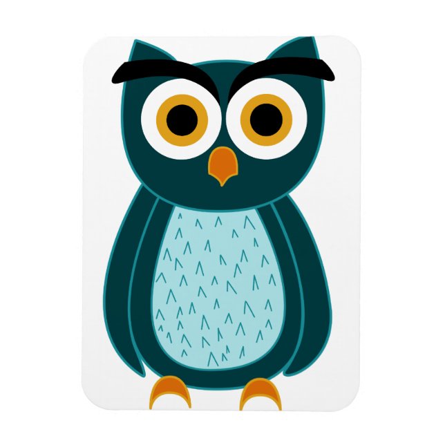 Imán Ilustración de búho azul (Vertical)
