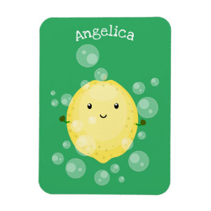 Imán Ilustracion de burbujas de personalizado de limón