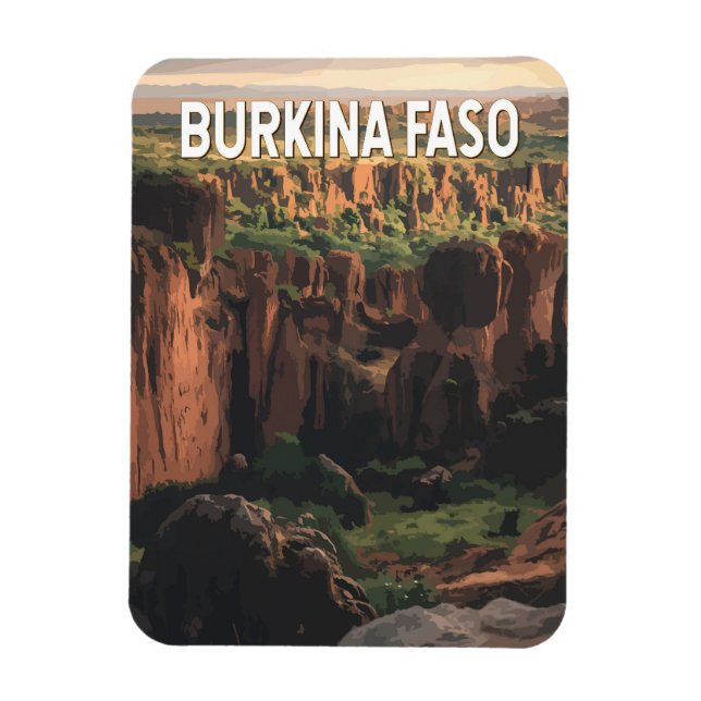 Imán Ilustracion de Burkina Faso Viaje al arte (Vertical)