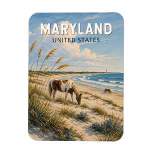 Imán Ilustración de Caballo de Maryland Arte de Viaje V