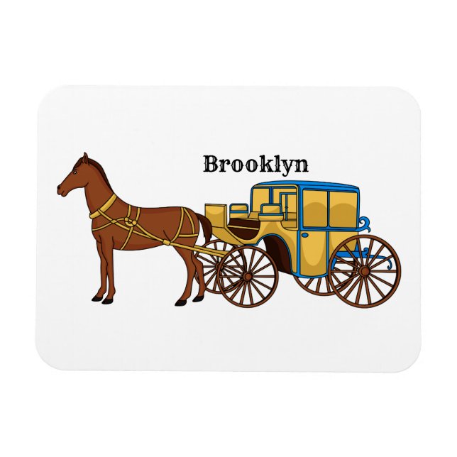 Imán Ilustracion de caballos y carruajes reales (Horizontal)