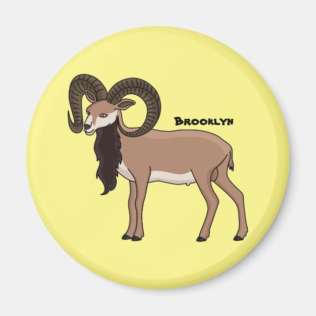 Imán Ilustracion de cabra de Mouflon (Frente)