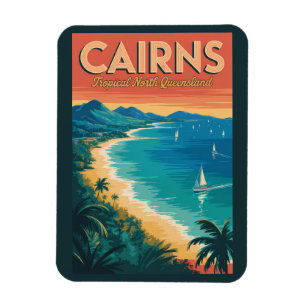 Imán Ilustración de Cairns Australia Arte de Viaje Vint
