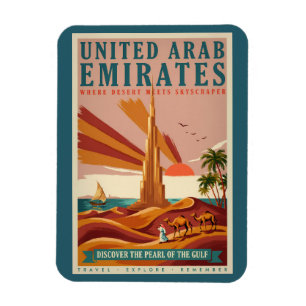 Imán Ilustración de camello de Emiratos Árabes Unidos B
