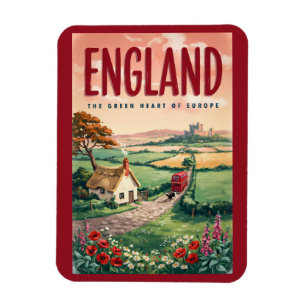 Imán Ilustración de campo inglés Arte de viaje retro