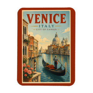 Imán Ilustración de canales de Venecia Italia Arte de v