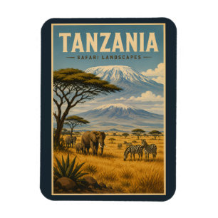 Imán Ilustración de cebra de safari de Tanzania Arte de