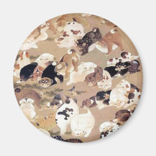 Imán Ilustracion de cien perros por Ito Jakuchu