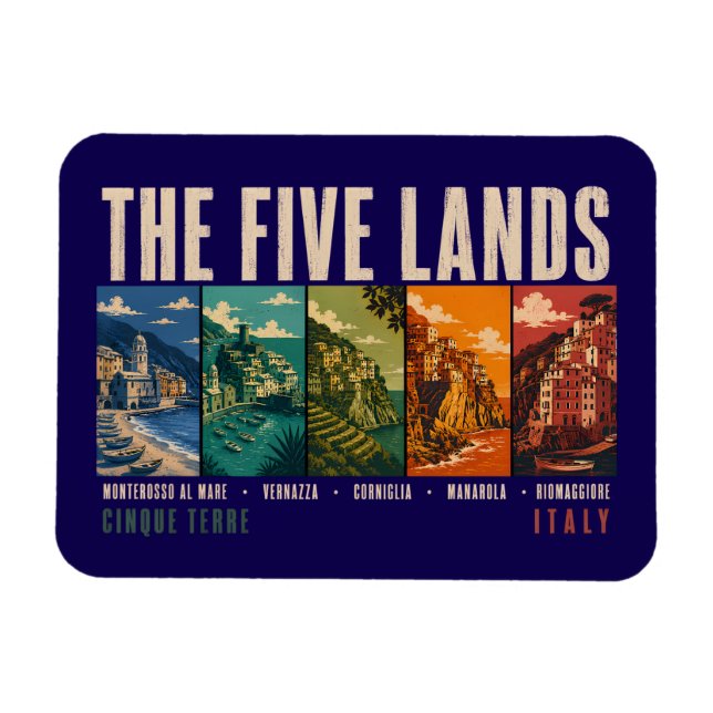 Imán Ilustración de Cinque Terre, las Cinco Tierras de  (Horizontal)