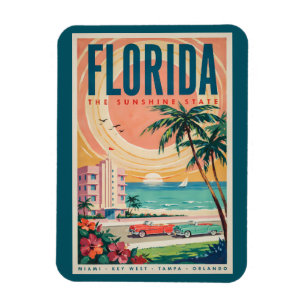 Imán Ilustración de coches de la costa de Florida Arte 