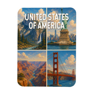 Imán Ilustración de collage de Estados Unidos Arte de v