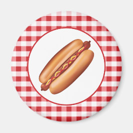 Imán Ilustración de comida rápida de hot dog sobre ging