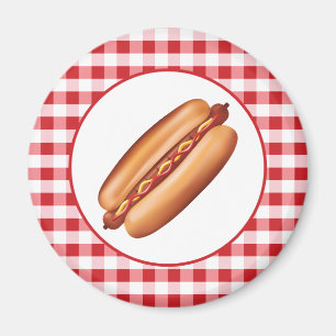 Imán Ilustración de comida rápida de hot dog sobre ging