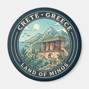 Imán Ilustración de Creta Grecia Arte de Viaje Insignia