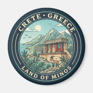 Imán Ilustración de Creta Grecia Arte de Viaje Insignia