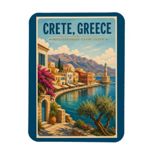 Imán Ilustración de Creta Grecia Arte de Viajes Vintage