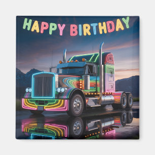 Imán Ilustración de cumpleaños de camión semirremolque