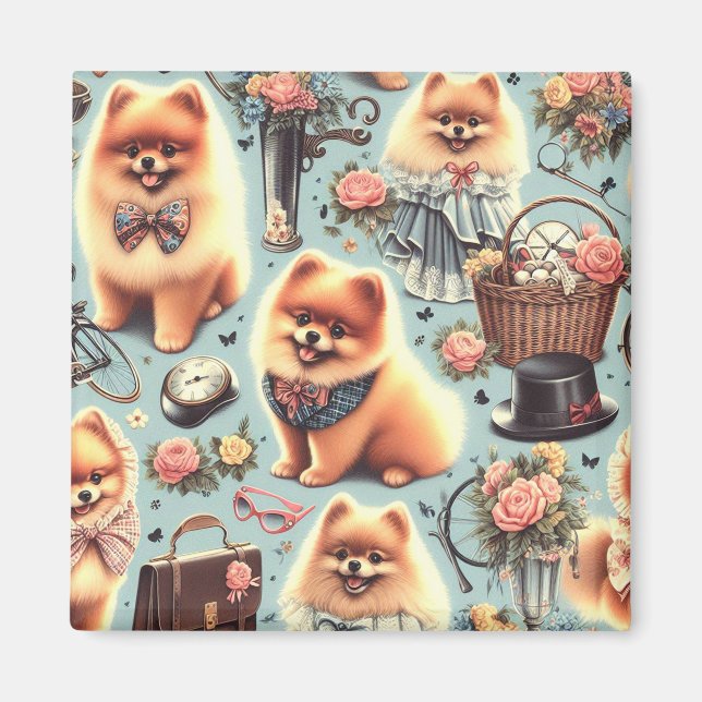 Imán Ilustracion de Cute Pomerania (Frente)