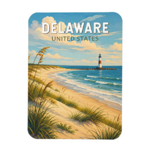 Imán Ilustración de Delaware Arte de Viaje Vintage