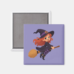 Imán Ilustración de dibujo animado de Halloween de bruj