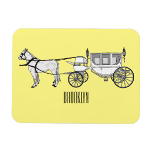 Imán Ilustración de dibujos animados de caballo y carru