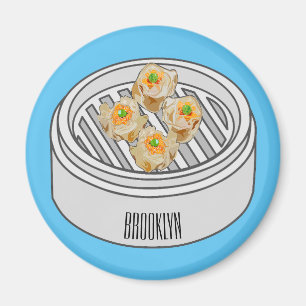Imán Ilustración de dibujos animados de dim sum de shum