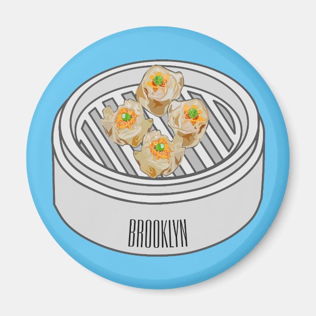 Imán Ilustración de dibujos animados de dim sum de shum (Frente)