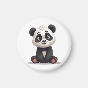 Imán Ilustración de dibujos animados de oso panda senta