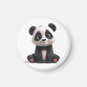 Imán Ilustración de dibujos animados de oso panda senta