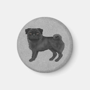 Imán Ilustración de dibujos animados de perro pug gris 