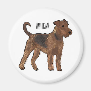 Imán ilustración de dibujos animados de perro terrier a
