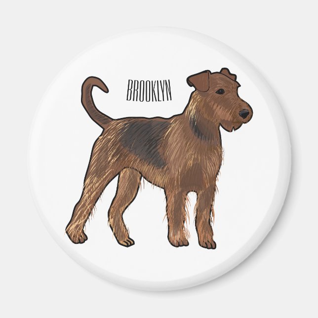 Imán ilustración de dibujos animados de perro terrier a (Frente)
