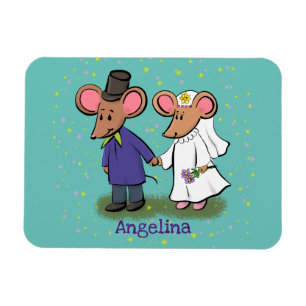 Imán Ilustración de dibujos animados de una linda parej