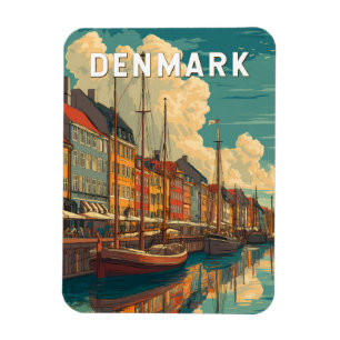 Imán Ilustración de Dinamarca Arte de Viaje Vintage