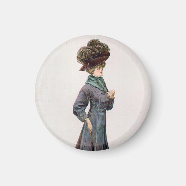 Imán Ilustración de diseño de moda femenina vintage  (Frente)